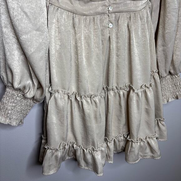 NWT Altar’d State Champagne Gold A-line Dress w Plunge Neckline women’s size S - Picture 5 of 8